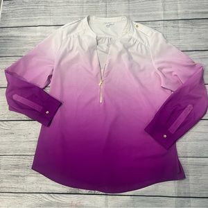 Calvin Klein Blouse,long sleeve,chiffon Sz XL white/purple.